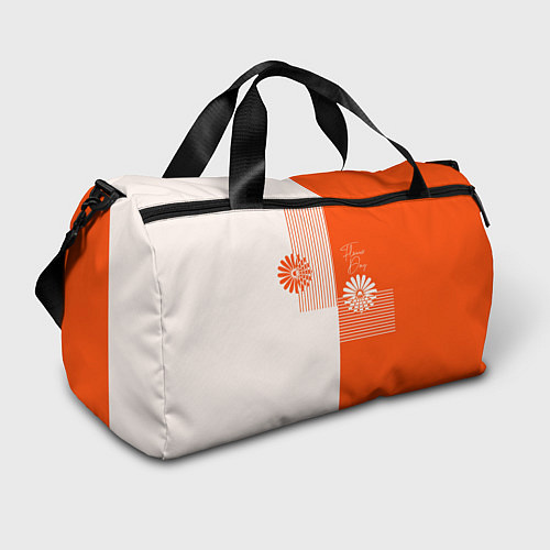 Спортивная сумка Полосы и лепестки на оранжевом / 3D-принт – фото 1