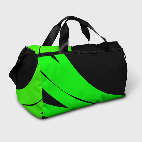 Спортивная сумка Чёрный с зелёным двуцветный / 3D-принт – фото 1