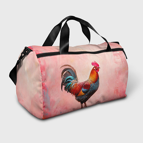 Спортивная сумка Петух на розовом / 3D-принт – фото 1