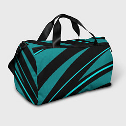 Сумки спортивные Чёрный с голубым полосы текстура, цвет: 3D-принт