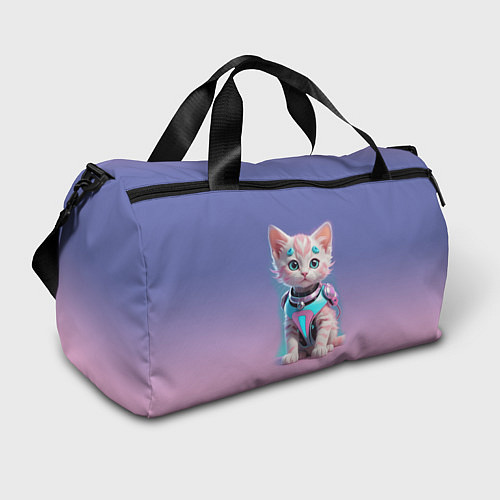 Спортивная сумка Милый котёнок - киберпанк милашка / 3D-принт – фото 1