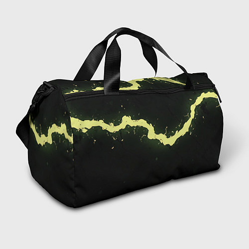 Спортивная сумка Желтая трещина на черном / 3D-принт – фото 1