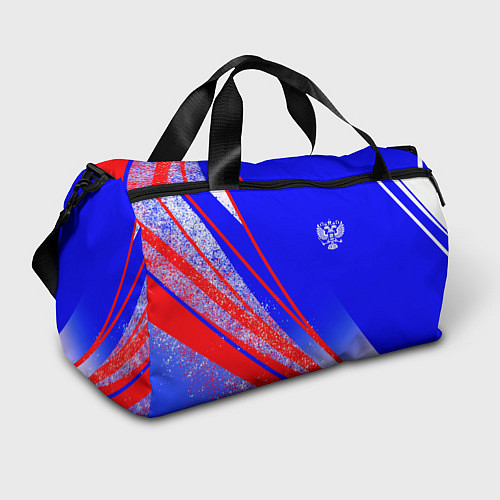 Спортивная сумка Герб России на фоне цветов флага государства / 3D-принт – фото 1