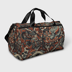 Спортивная сумка Драконы и самураи в стиле ирезуми