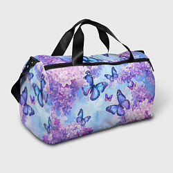 Спортивная сумка Бабочки и сирень - нежная голубая живопись