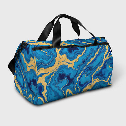 Спортивная сумка Синий мрамор с золотом / 3D-принт – фото 1