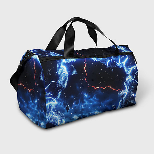 Спортивная сумка Звезды и молнии в разломе плит / 3D-принт – фото 1