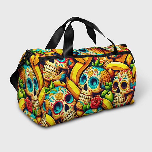 Спортивная сумка Colorfull skulls and bananas - pop art pattern / 3D-принт – фото 1
