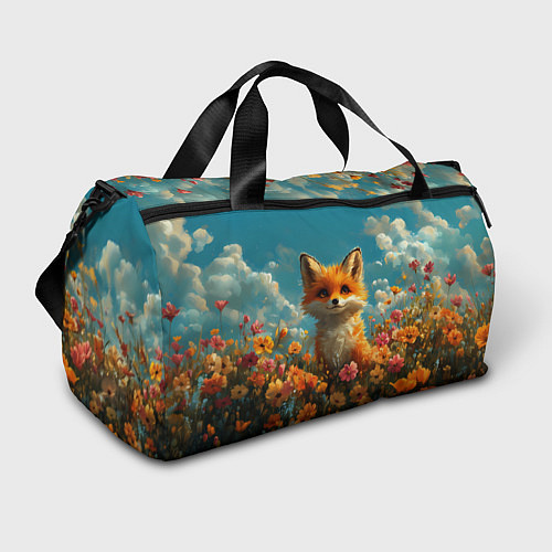 Спортивная сумка Лисица в цветочном поле / 3D-принт – фото 1