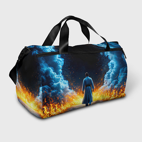 Спортивная сумка Айкидоист в огне и синий дым / 3D-принт – фото 1