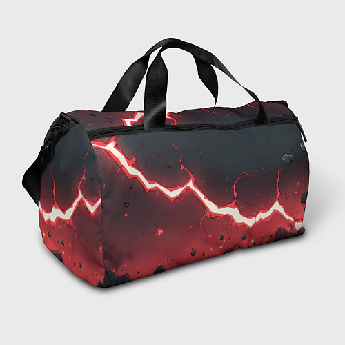 Спортивная сумка Красная молния на черной текстуре / 3D-принт – фото 1