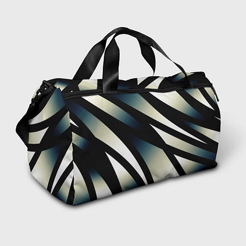 Спортивная сумка Чёрно-белый с синим затемнением полосы / 3D-принт – фото 1
