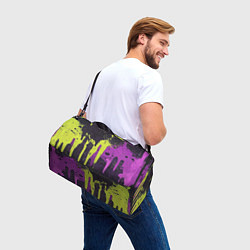 Сумки спортивные Желтая и фиолетовая краска на черном, цвет: 3D-принт — фото 2