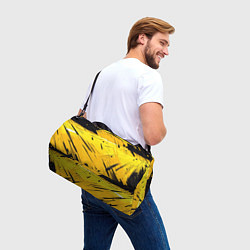 Сумки спортивные Желтая краска на черном фоне, цвет: 3D-принт — фото 2