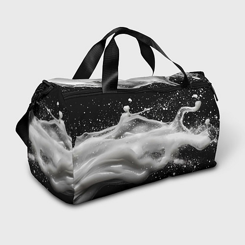 Спортивная сумка Белая текстура на черном фоне / 3D-принт – фото 1
