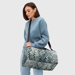 Сумки спортивные Бело-синий искажённые абстрактные линии, цвет: 3D-принт — фото 2