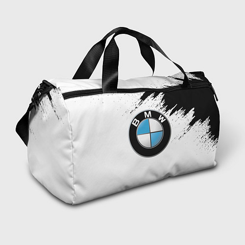 Спортивная сумка BMW лого на бело-черном / 3D-принт – фото 1
