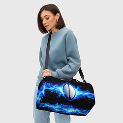 Сумки спортивные Мяч для регби в синем пламени, цвет: 3D-принт — фото 2