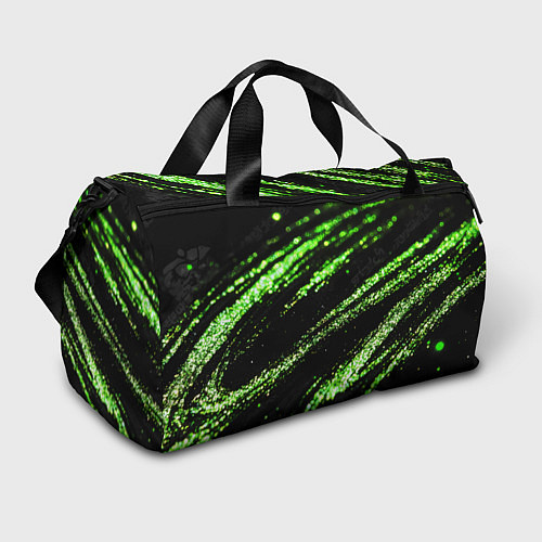 Спортивная сумка Зеленые блестки на черном / 3D-принт – фото 1