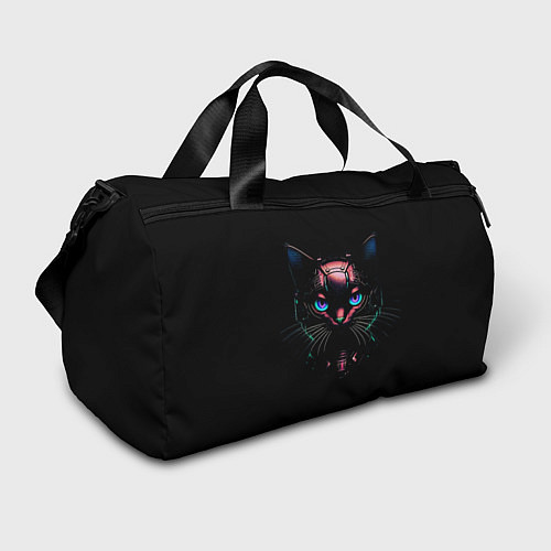 Спортивная сумка Cyber cat неоновые глаза / 3D-принт – фото 1