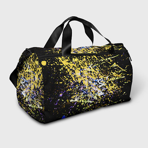 Спортивная сумка Желто синяя краска на черном / 3D-принт – фото 1