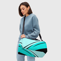 Сумки спортивные Абстрактный чёрно-голубой с полосами, цвет: 3D-принт — фото 2