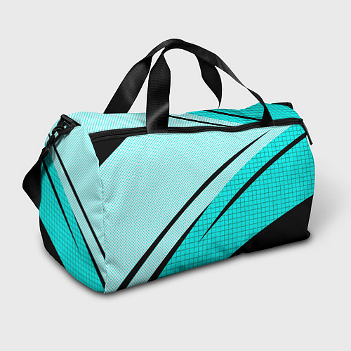 Спортивная сумка Абстрактный чёрно-голубой с полосами / 3D-принт – фото 1