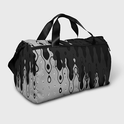 Спортивная сумка Чёрно-белый абстракция стекающаяся / 3D-принт – фото 1