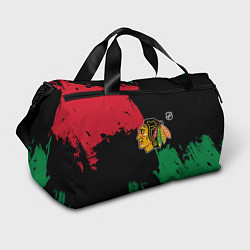 Сумки спортивные Чикаго Блэкхокс - брызги красок, цвет: 3D-принт