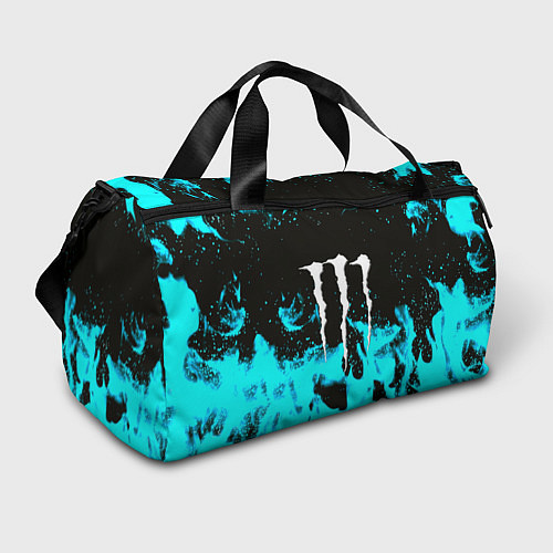 Спортивная сумка Monster energy голубой огонь / 3D-принт – фото 1