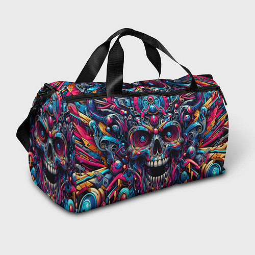 Спортивная сумка Colorful cyber skull - pattern / 3D-принт – фото 1