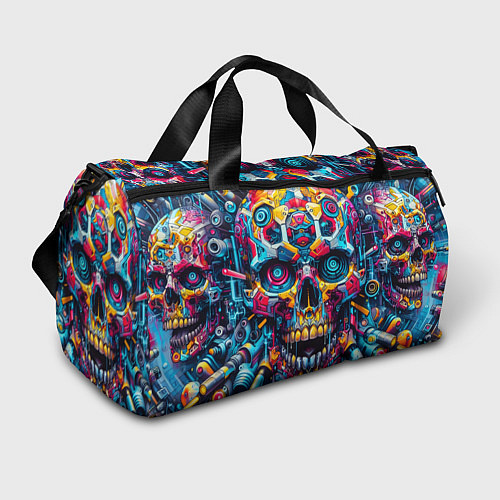 Спортивная сумка Кибер череп - нейроарт паттерн / 3D-принт – фото 1
