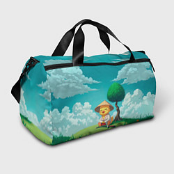 Сумки спортивные Уточка в кимоно под миниатюрным деревом, цвет: 3D-принт