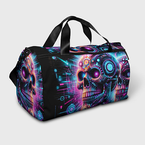 Спортивная сумка Neon cyber skull / 3D-принт – фото 1