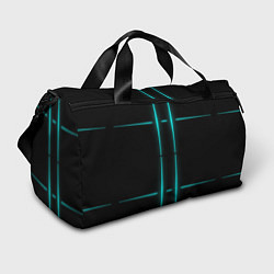 Сумки спортивные Neon black light blue line, цвет: 3D-принт