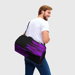 Сумки спортивные Color purple black stripes, цвет: 3D-принт — фото 2