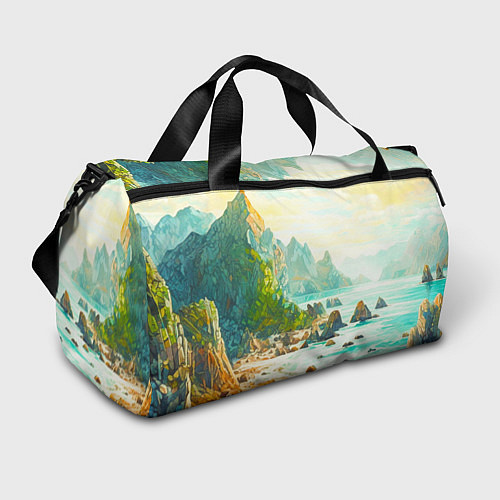 Спортивная сумка Художественный пейзаж море скалы / 3D-принт – фото 1