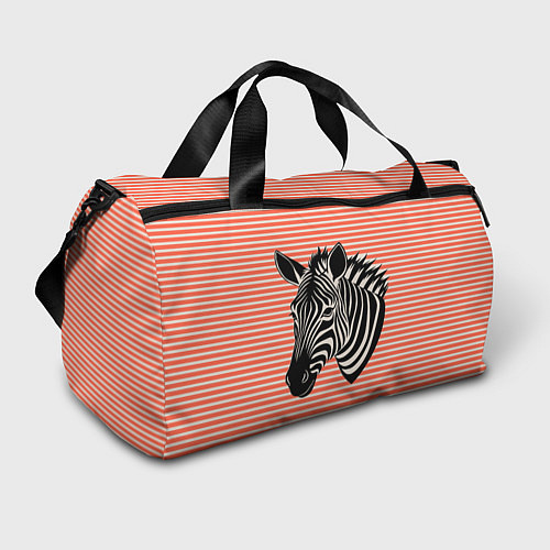Спортивная сумка Зебра на оранжевых полосах / 3D-принт – фото 1