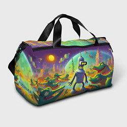 Сумки спортивные Робот-сгибальщик Бендер на планете крокодилов - не, цвет: 3D-принт