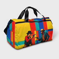 Сумки спортивные Перестрелка ковбоев поп-арт, цвет: 3D-принт