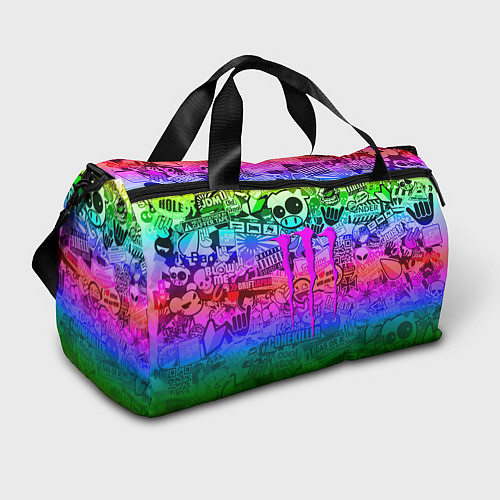 Спортивная сумка Monster energy неоновые стикеры / 3D-принт – фото 1