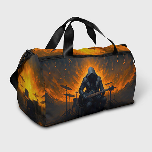 Спортивная сумка Гитарист играющий в пламени / 3D-принт – фото 1