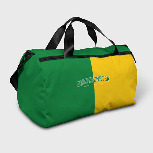 Спортивная сумка Новокузнецк, зелёно-жёлтый / 3D-принт – фото 1