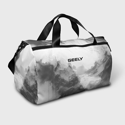 Спортивная сумка Geely на сером абстрактном фоне / 3D-принт – фото 1