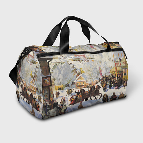 Спортивная сумка Русская тройка зимой - картина Масленица Кустодиев / 3D-принт – фото 1