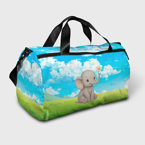 Спортивная сумка Слоненок с цветочком / 3D-принт – фото 1
