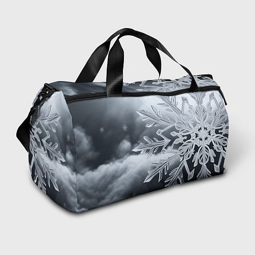 Спортивная сумка Снежинка на черно белое / 3D-принт – фото 1