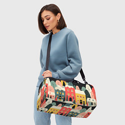 Сумки спортивные Разноцветные новогодние дома, цвет: 3D-принт — фото 2