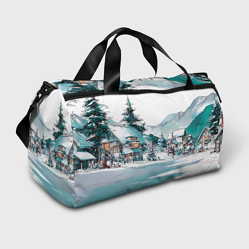 Спортивная сумка Дома и елки - Новый год / 3D-принт – фото 1