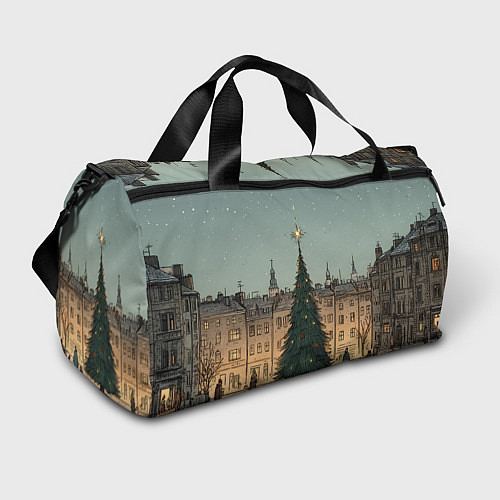 Спортивная сумка Новогодняя елка во дворе / 3D-принт – фото 1
